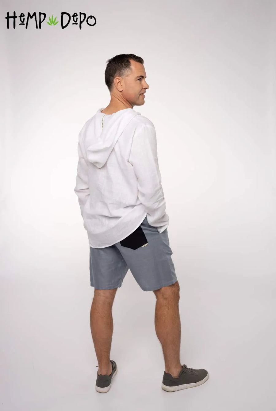 100% Hemp Mens Shorts in Steel.