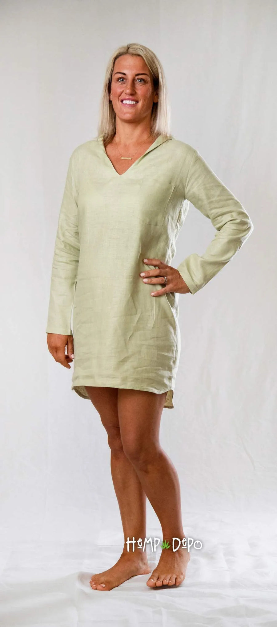 Hooded Dress in Wasabi