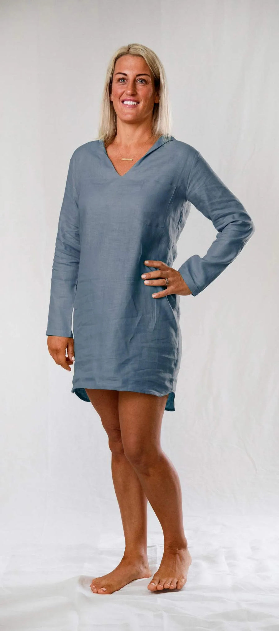 Hooded Dress in Steel
