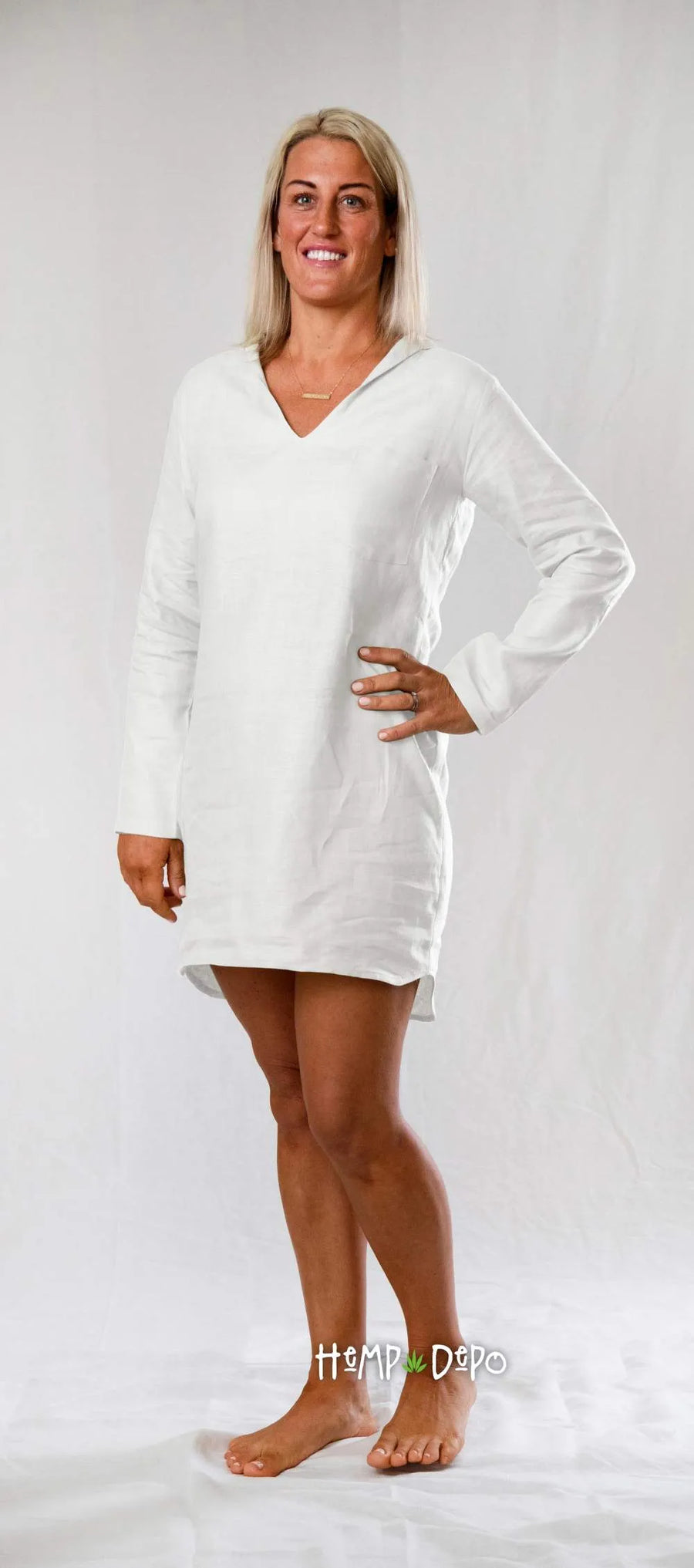 Hooded Dress in White